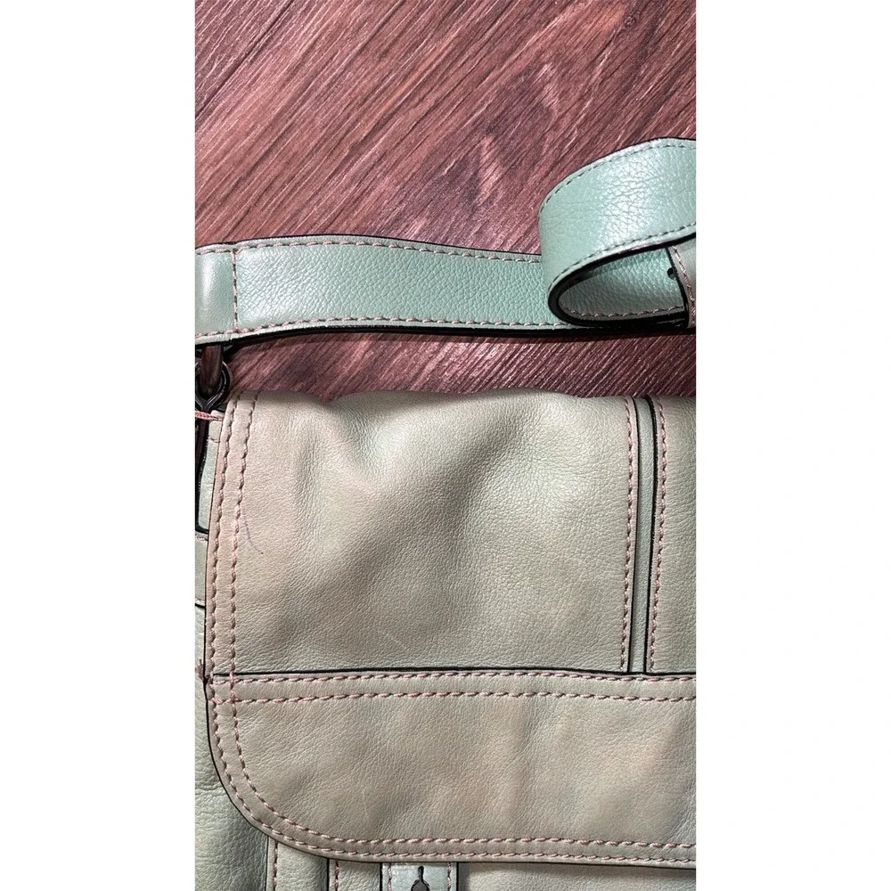 Fossil‎ Maddox Green Leather Classic Long Live Vintage Flap Buckle Crossbody Bag - Picture 2 of 9